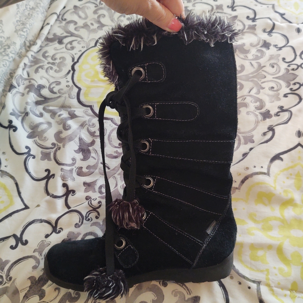Waterproof Pom Pom Lace-up Winter Boot